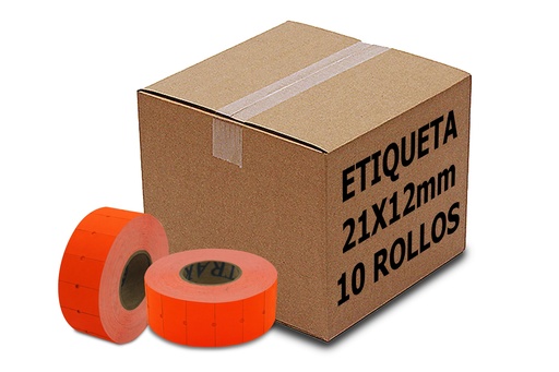 [PAQ10-21X12-ROJA] Paquete 10 Rollos Etiqueta 21x12 mm Roja