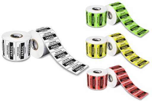 [MAQ3000-51X25TD-FRAGIL AMARILLA] Paquete 3000 Etiquetas 51 x25mm Frágil Manejese Con Cuidado Para Envio Y Cajas