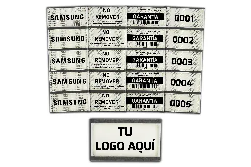 Etiquetas De Seguridad 51x25 Mm Logo Y Efecto Grabado
