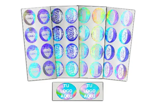 Hologramas Ovalados 30x25 mm Logo Texto Numero Serie