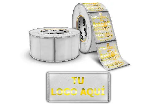 Etiqueta Transparente 6x8 Cm Impresión Dorada o Plata