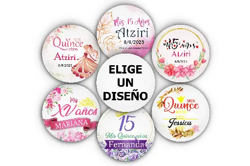 250 Etiquetas Para Xv Años Personalizadas 4 Cm Recuerdos