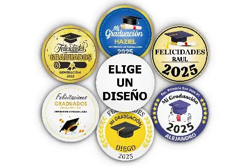 250 Etiquetas Para Graduacion Personalizadas 4 Cm Circular 