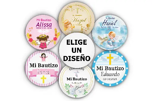250 Etiquetas Para Bautizo Niño Niña Personalizadas 4 Cm
